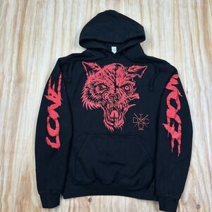 The Driven Lone Wolf Hoodie S Black Red DTC Metal Grunge Punk Skate Sweatshirt